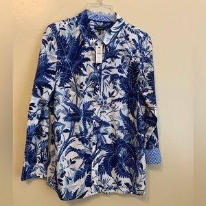 Talbots long sleeve leaf print blouse